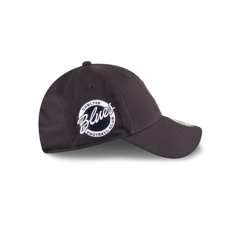 Carlton Blues Youth Hat - AFL 2025 Badged Navy OTC 9Forty Kids Strapback Cap - New Era